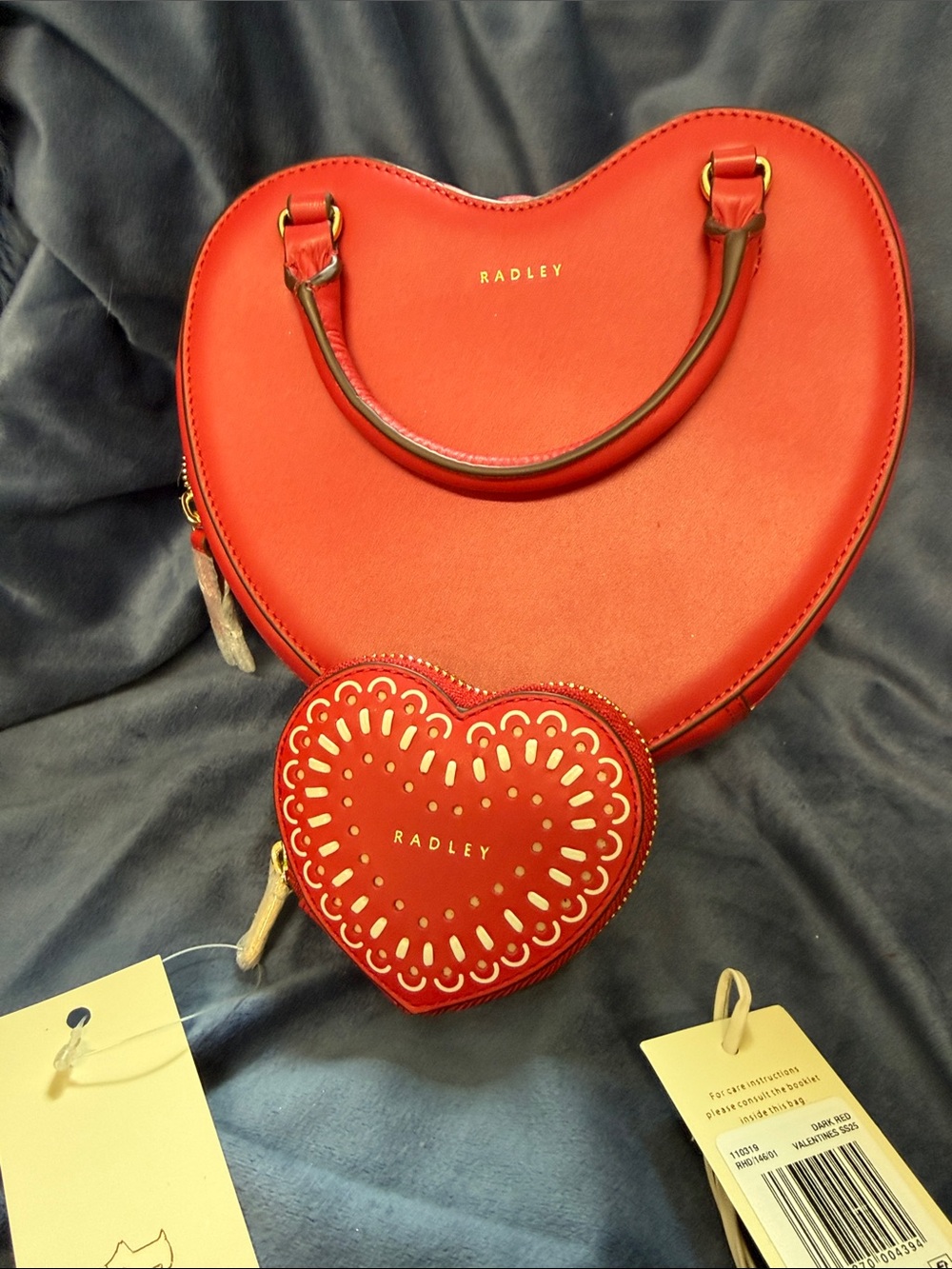 RADLEY LONDON Red Heart Mini Bag with Gold Hardware